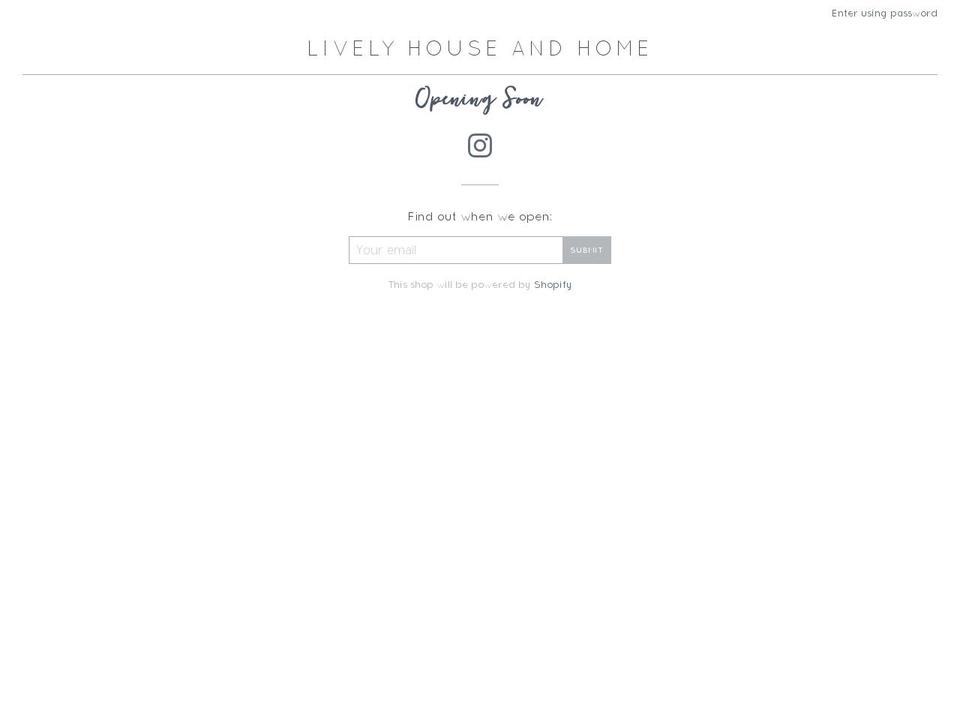 livelyhouseandhome.com shopify website screenshot