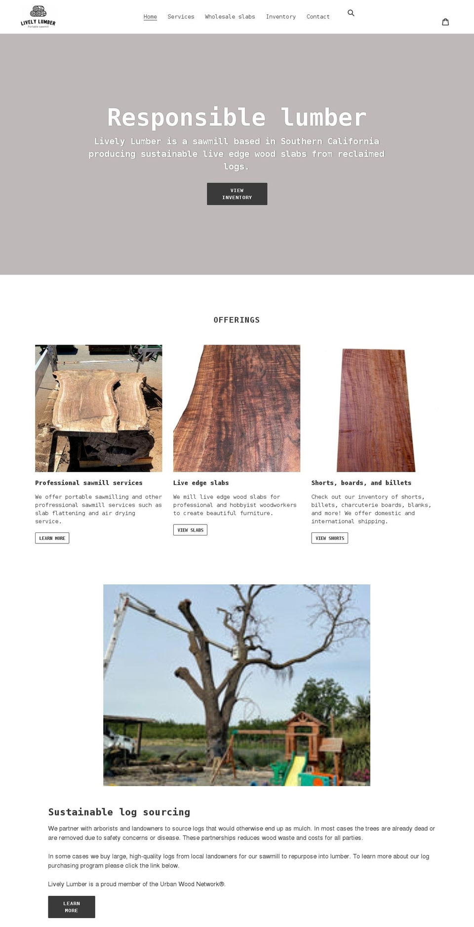 livelylumber.com shopify website screenshot
