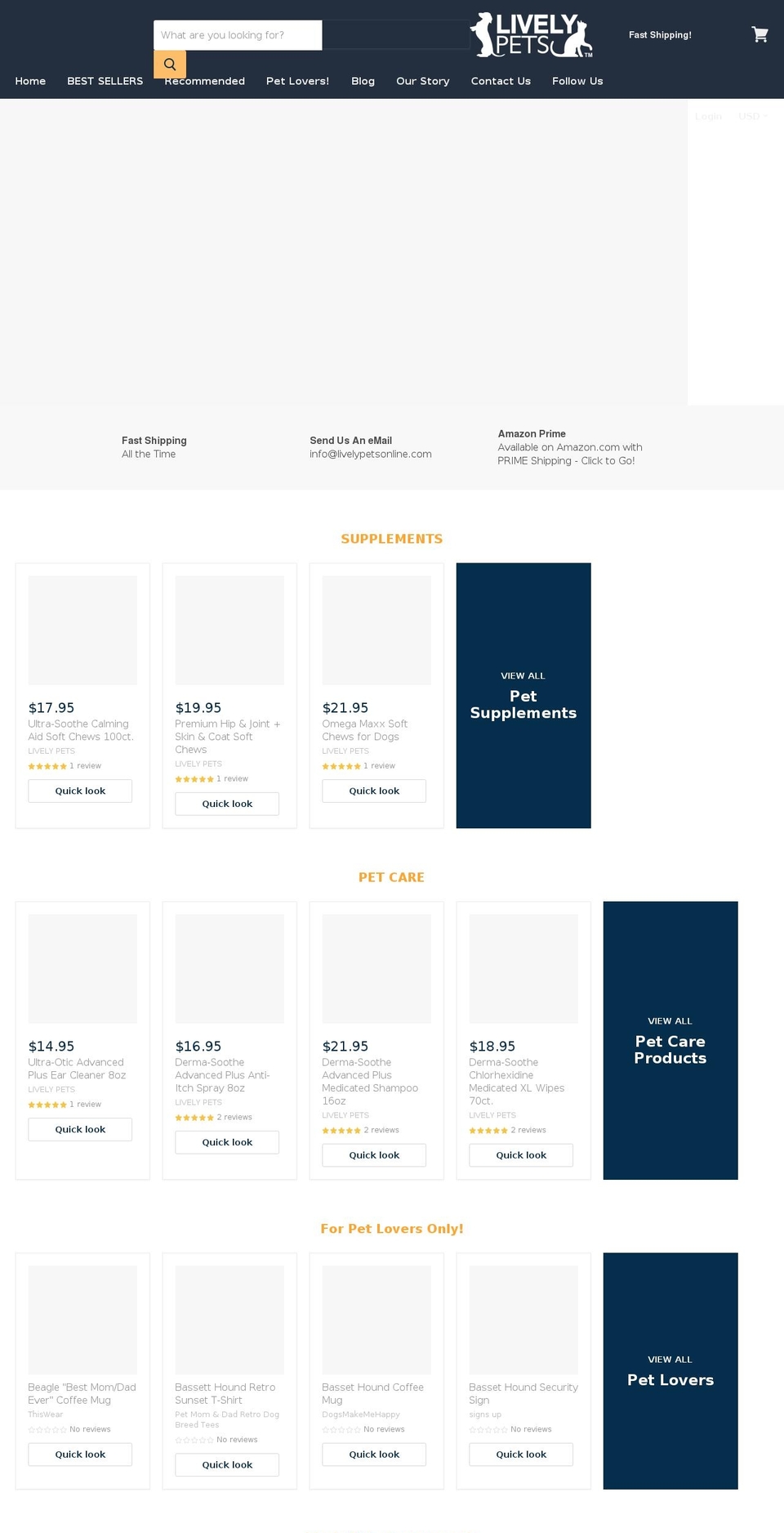 livelypetsonline.com — Shopify storefront screenshot