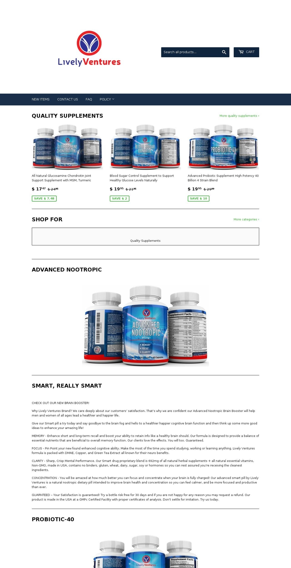 livelyventures.com — Shopify storefront screenshot