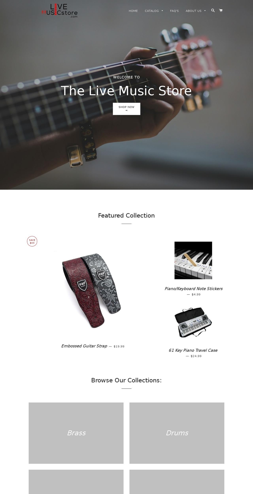 livemusicstore.com shopify website screenshot