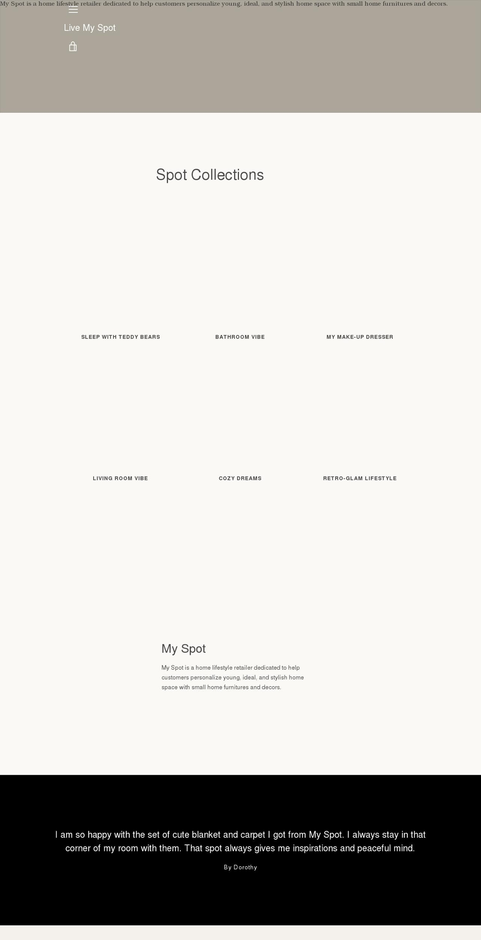 livemyspot.com shopify website screenshot