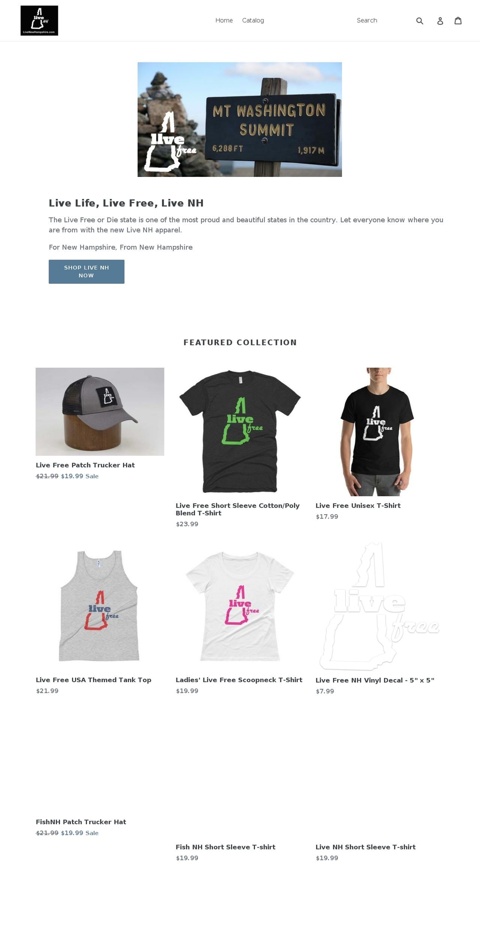 livenewhampshire.com — Shopify storefront screenshot