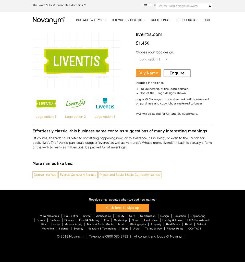 liventis.com — Shopify storefront screenshot