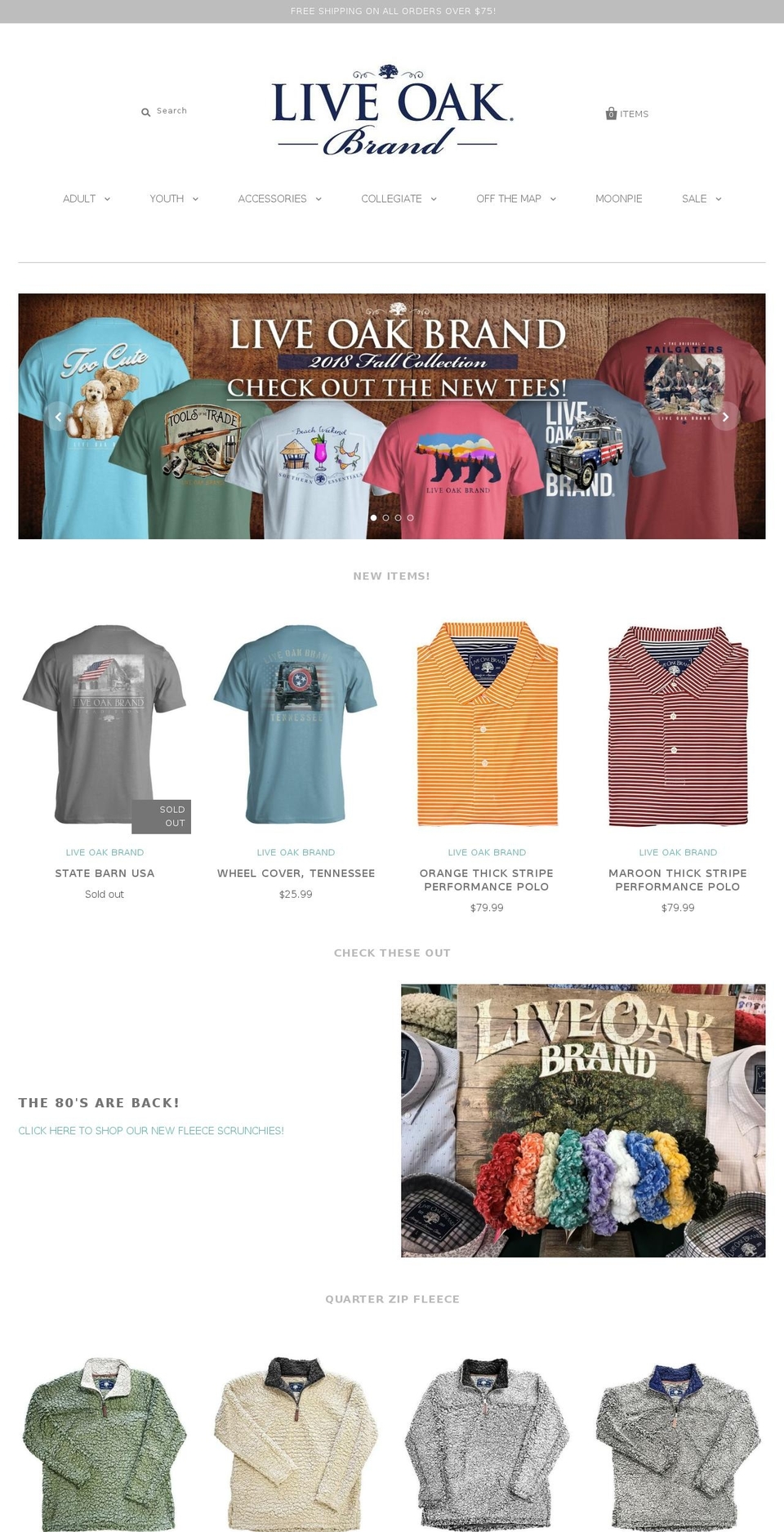 liveoakbrand.com shopify website screenshot