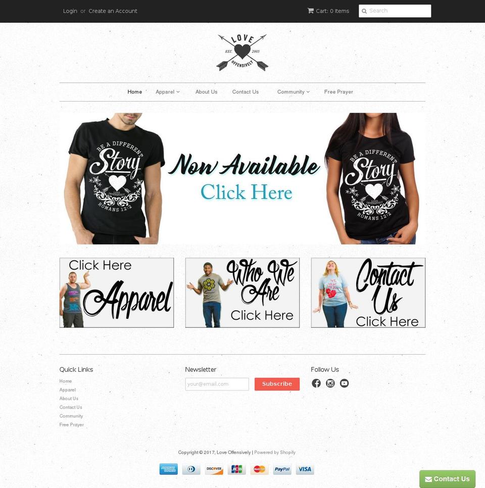 liveoffensively.com shopify website screenshot
