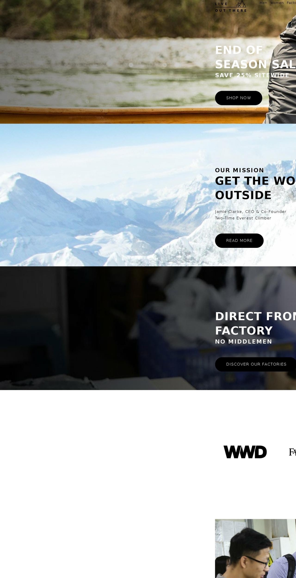 Live Out There - US Shopify theme site example liveouthere.com