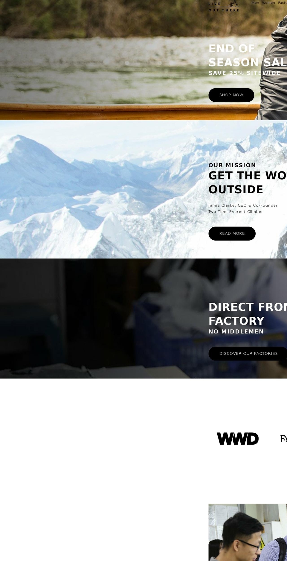 liveoutthere.ca shopify website screenshot