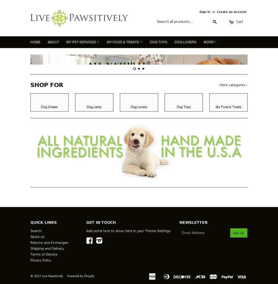 livepawsitively.com shopify website screenshot