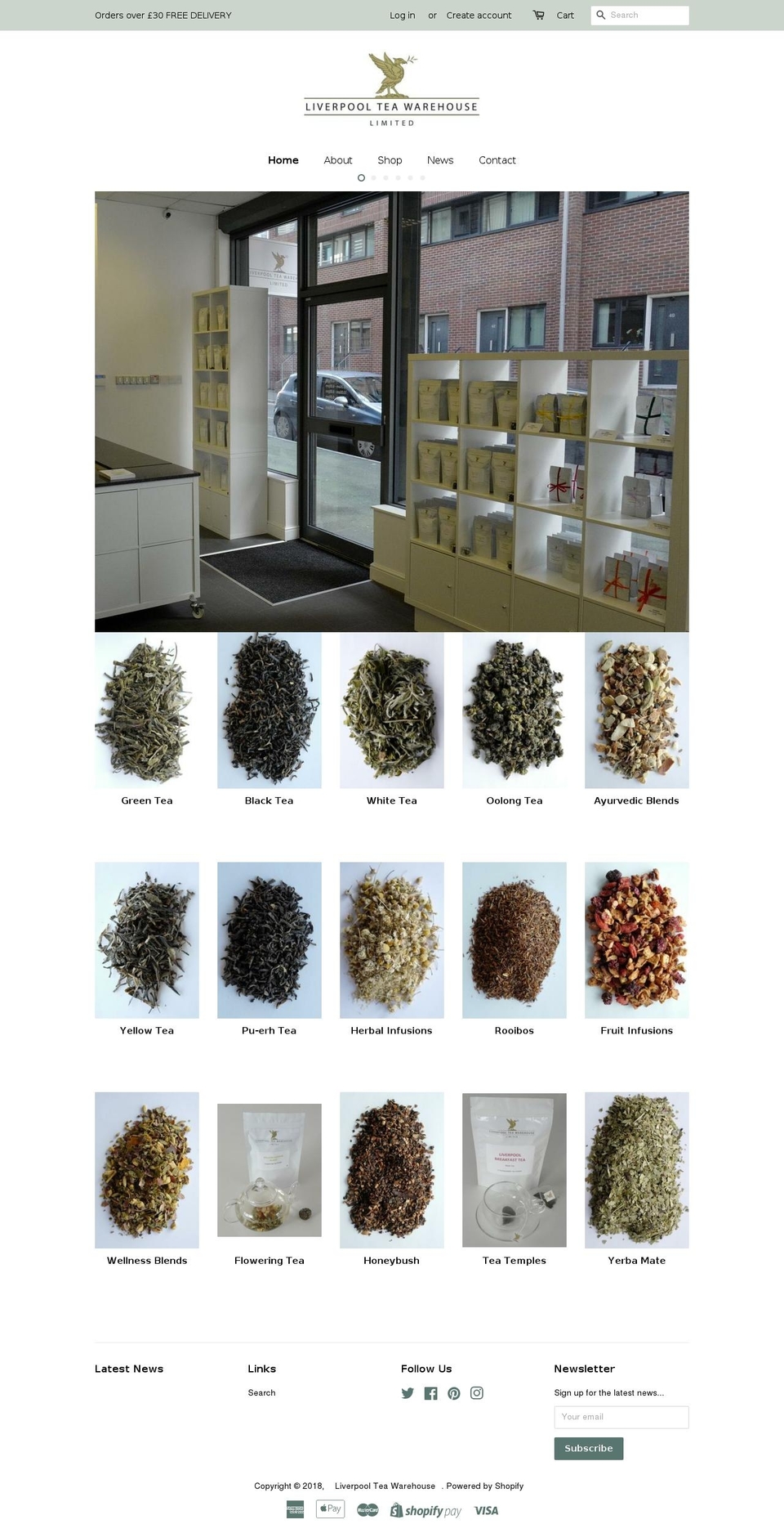 liverpoolteawarehouse.com — Shopify storefront screenshot