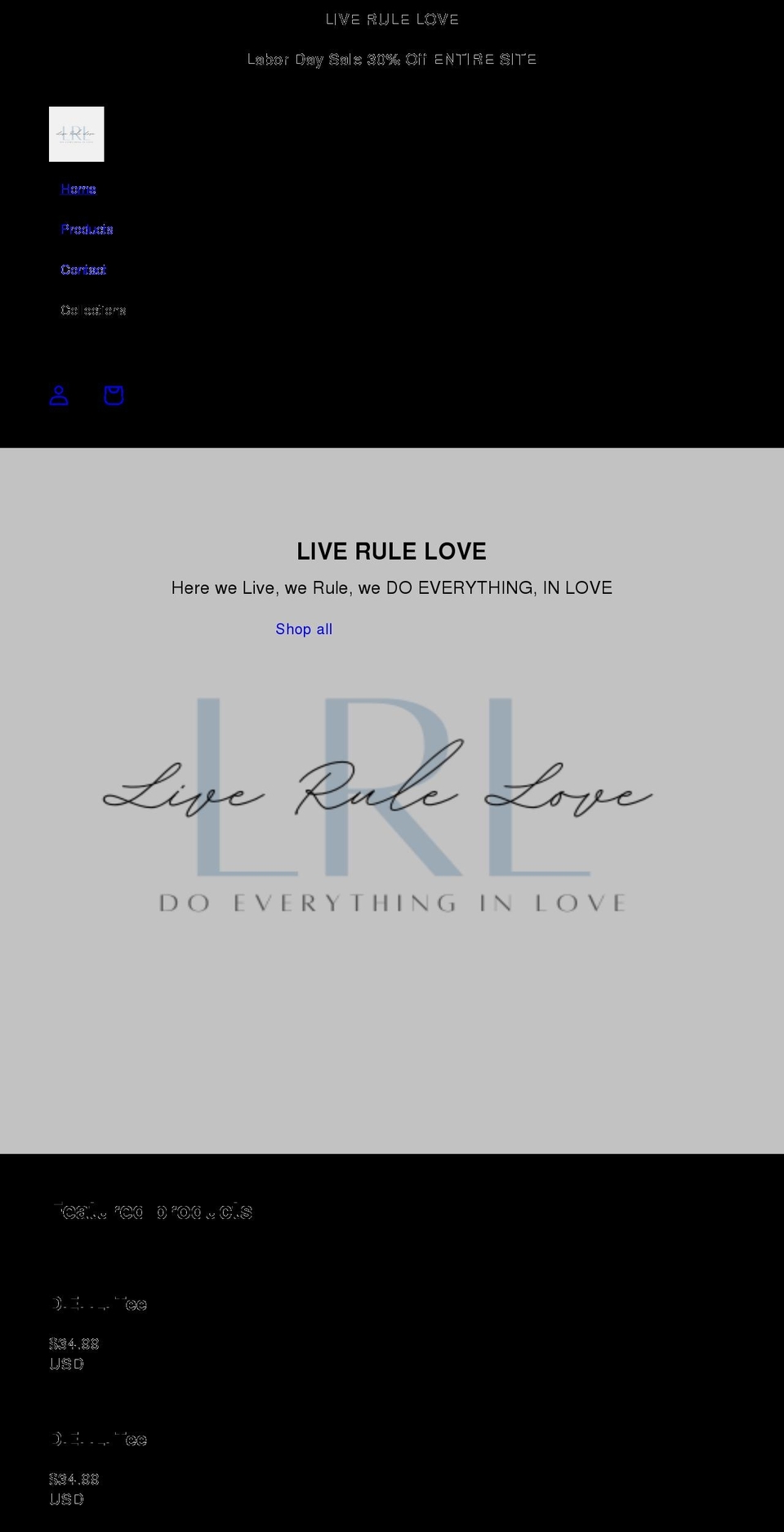 liverulelove.com shopify website screenshot