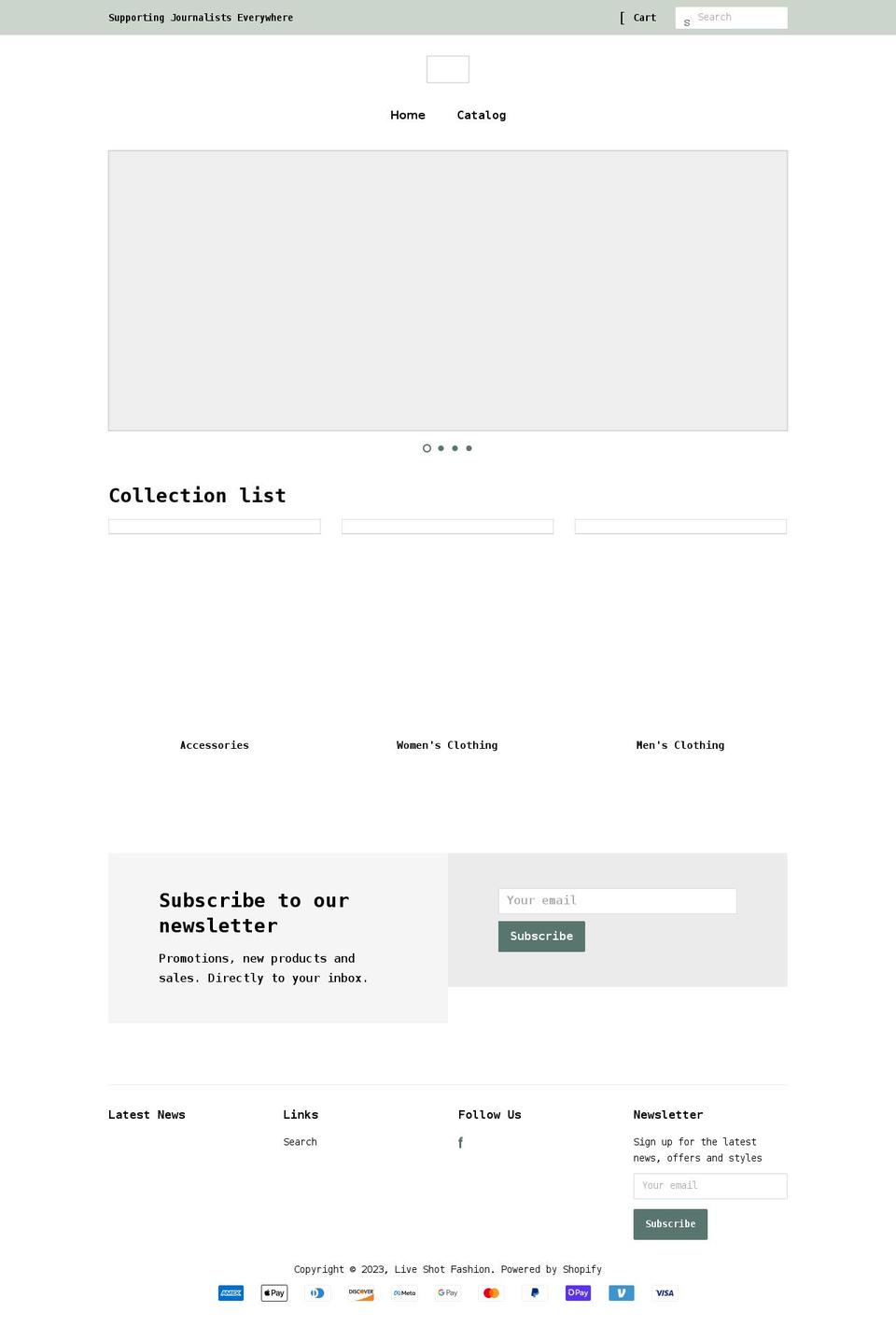 liveshotfashion.com shopify website screenshot