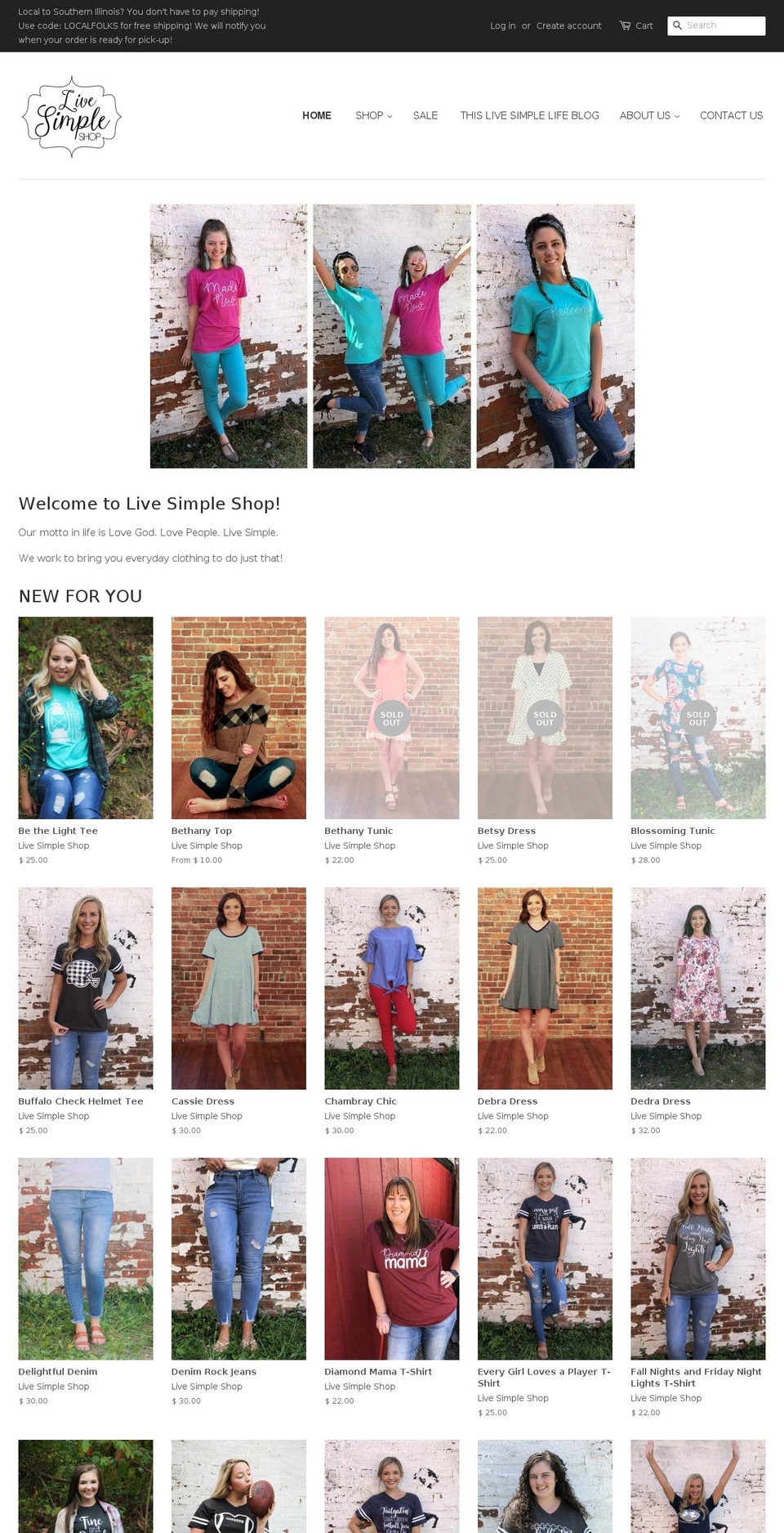 livesimpleshop.net shopify website screenshot