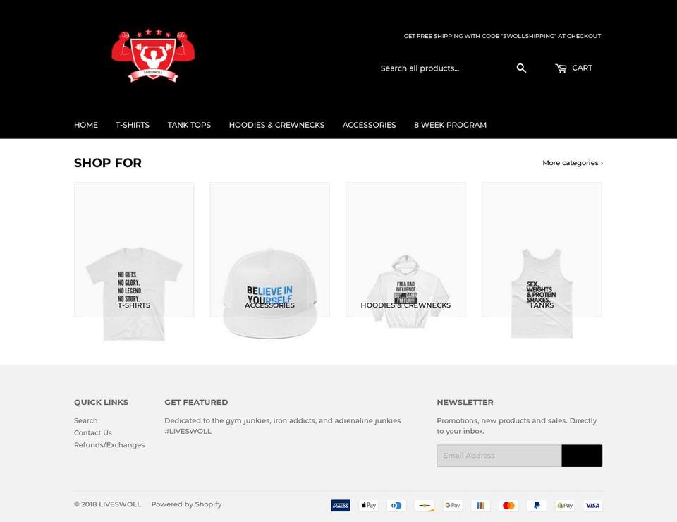 liveswoll.com — Shopify storefront screenshot
