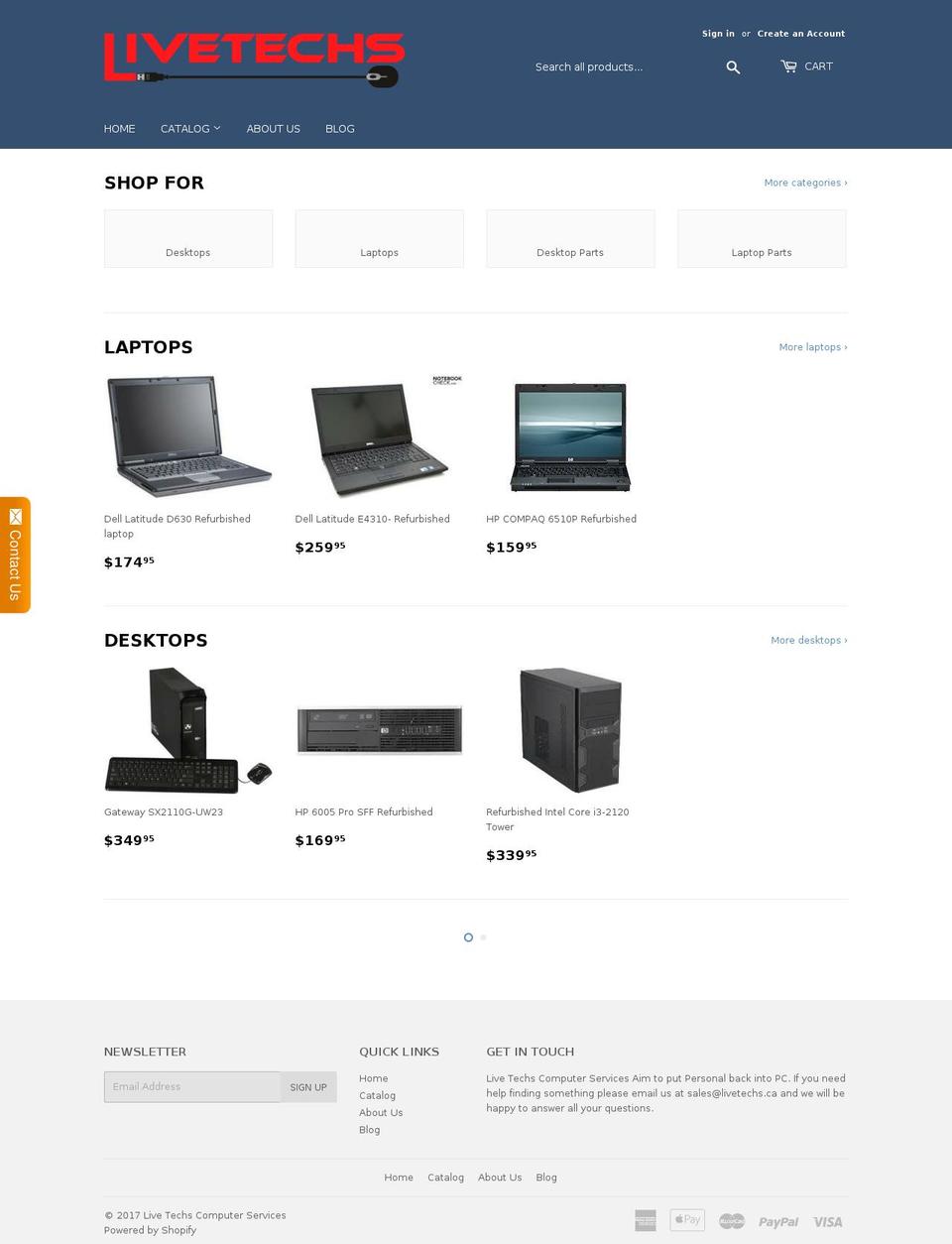 livetechs.ca shopify website screenshot