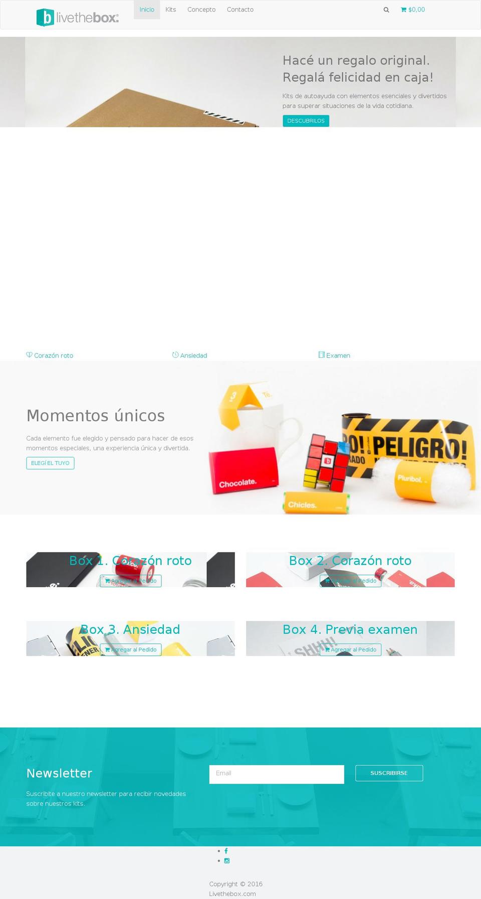livethebox.com shopify website screenshot
