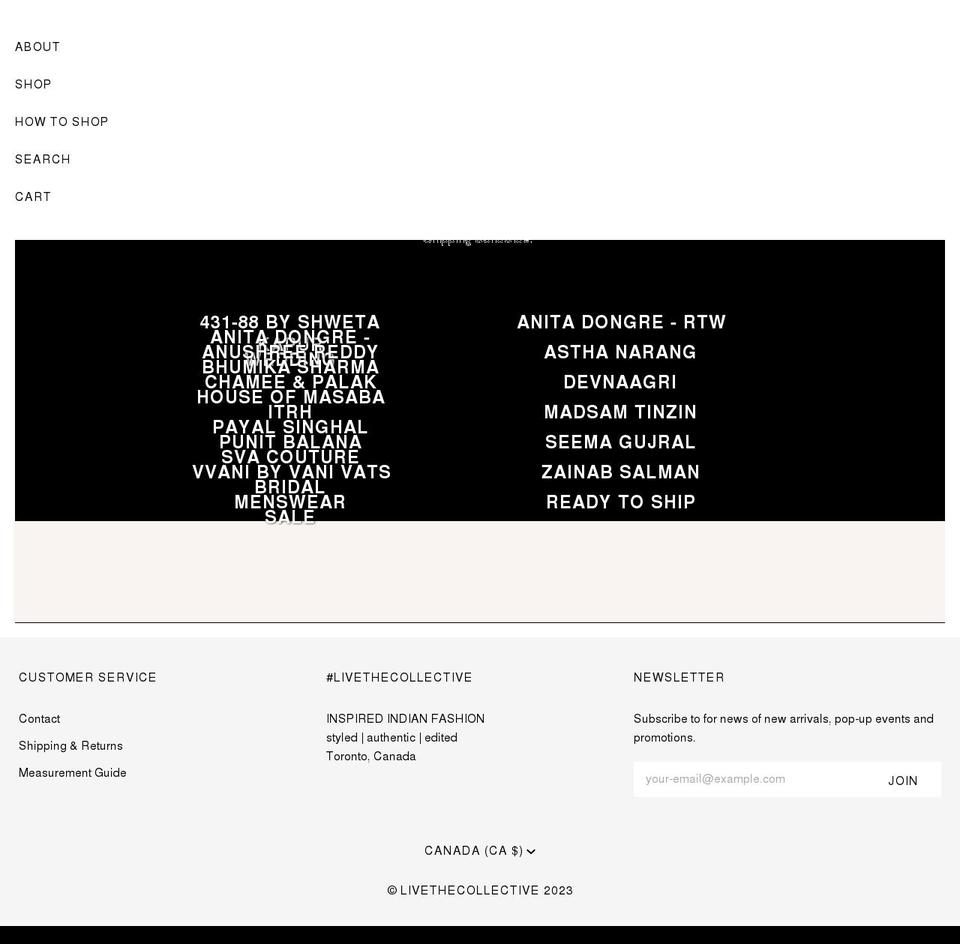 livethecollective.ca shopify website screenshot
