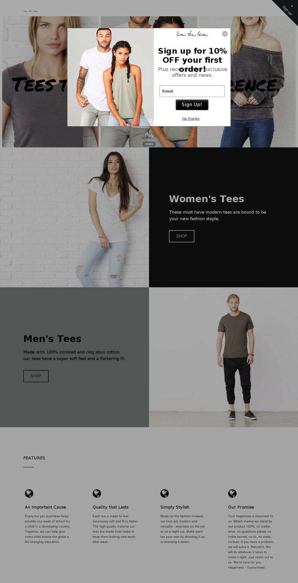 livethegive.org shopify website screenshot