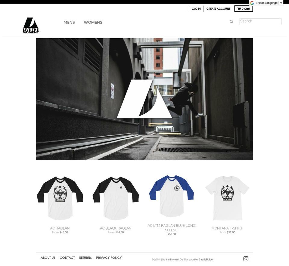 livethemomentco.com shopify website screenshot