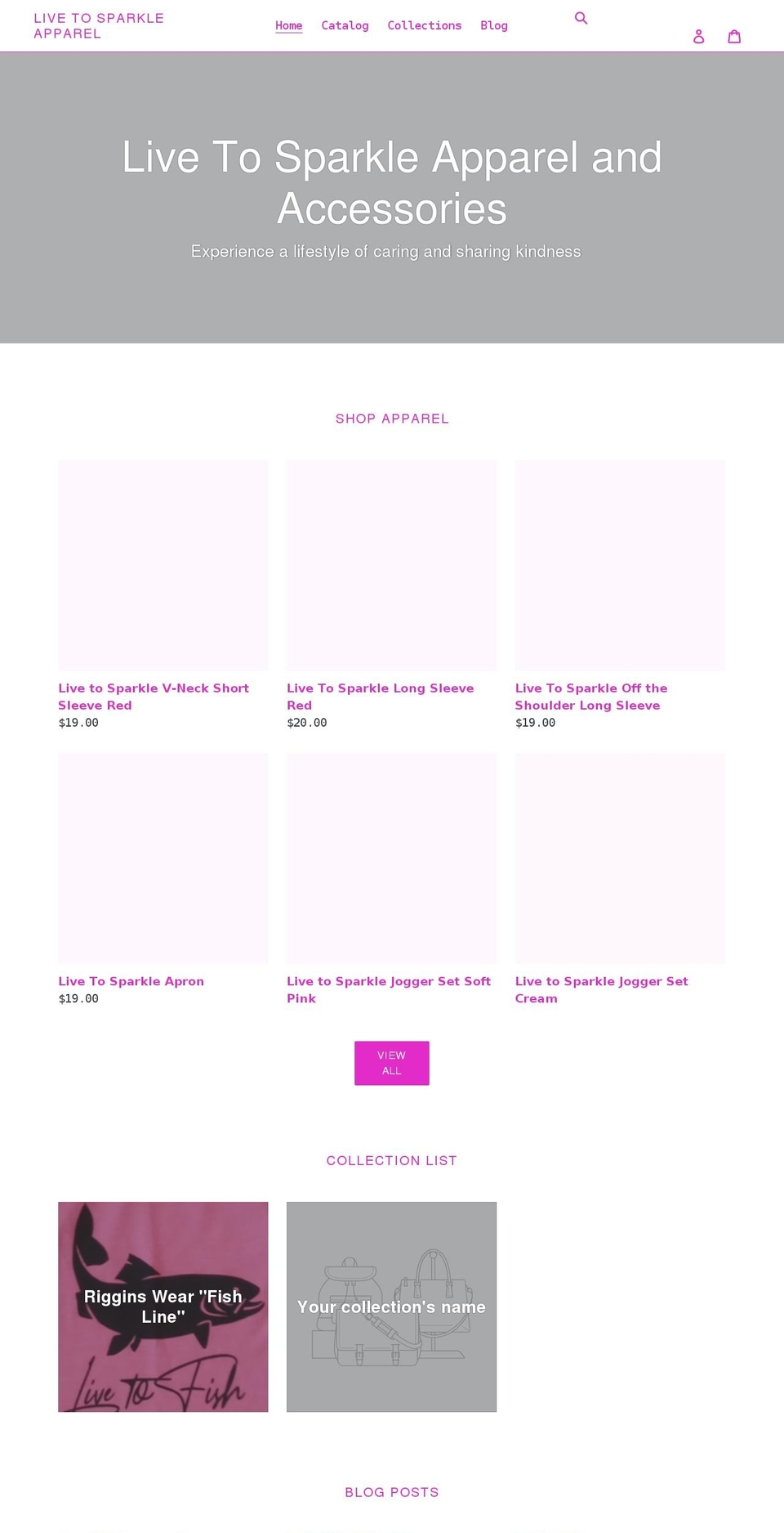 livetosparkleapparel.com shopify website screenshot
