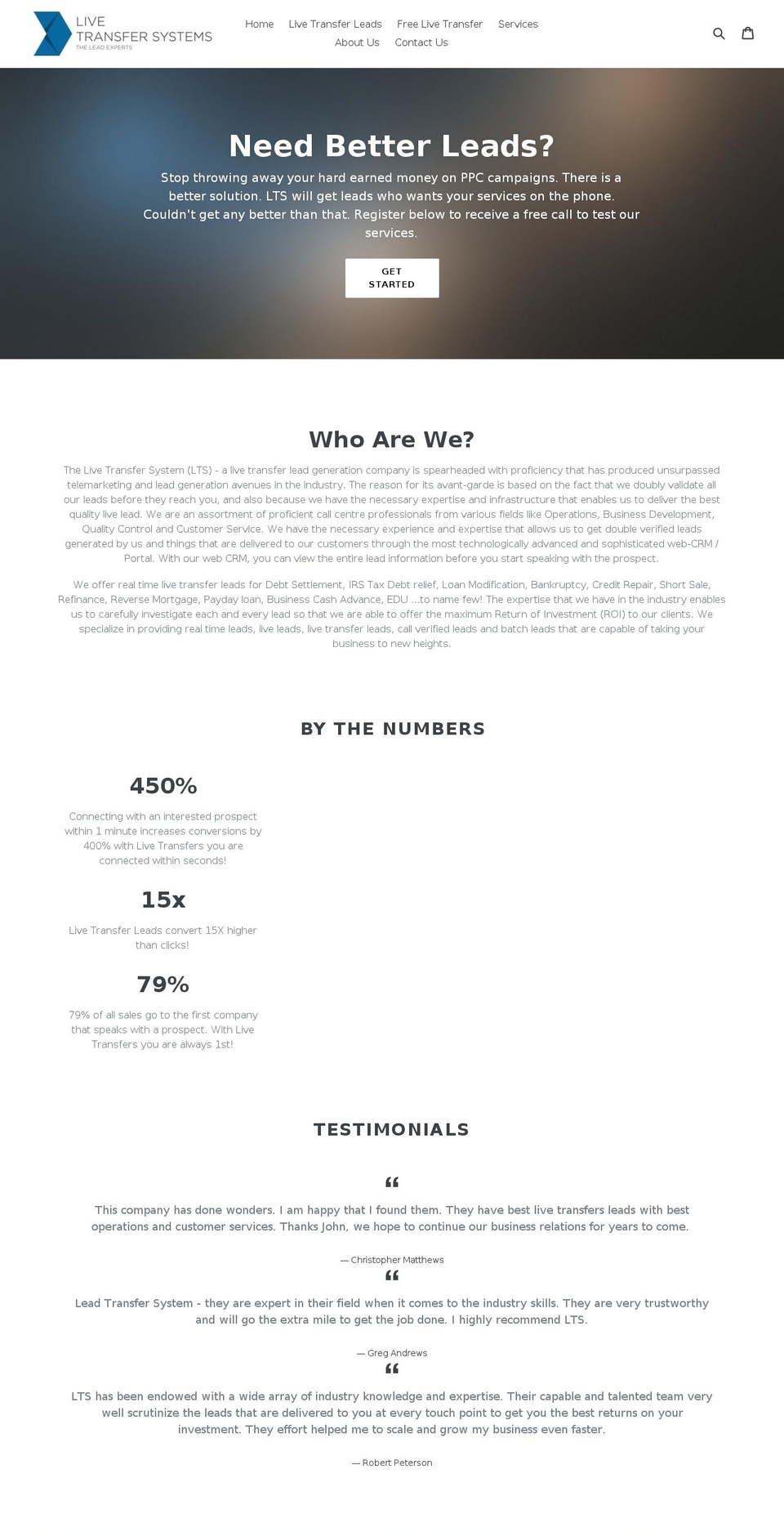 livetransfersystems.com — Shopify storefront screenshot
