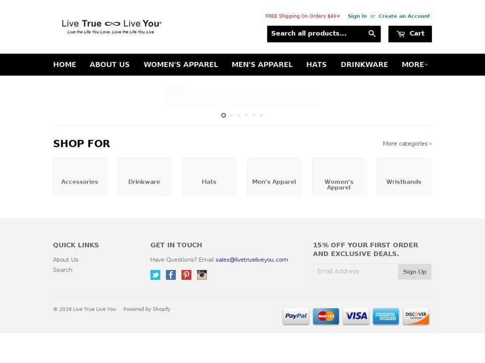 livetrueliveyou.com — Shopify storefront screenshot
