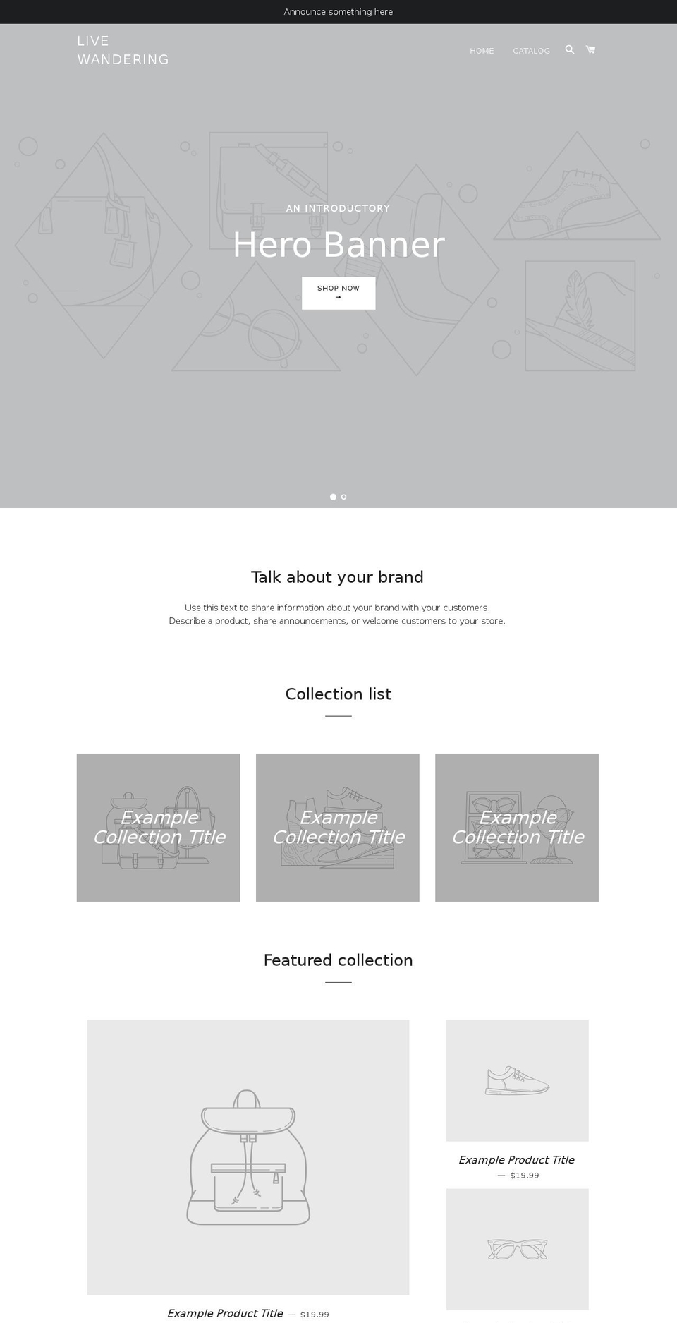 livewandering.com — Shopify storefront screenshot