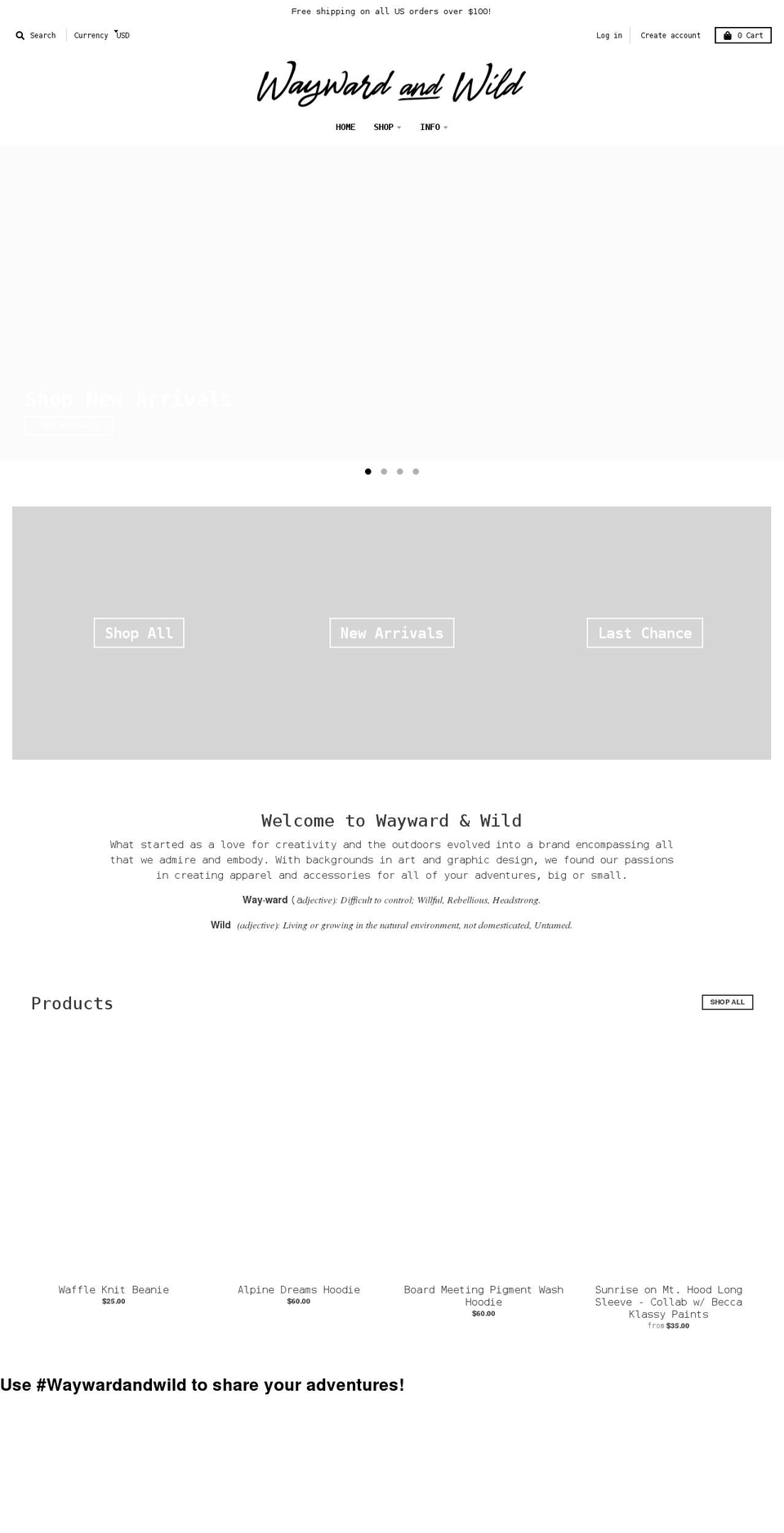 livewaywardandwild.com shopify website screenshot