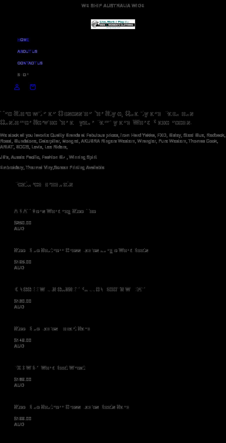 liveworkplaywear.com shopify website screenshot