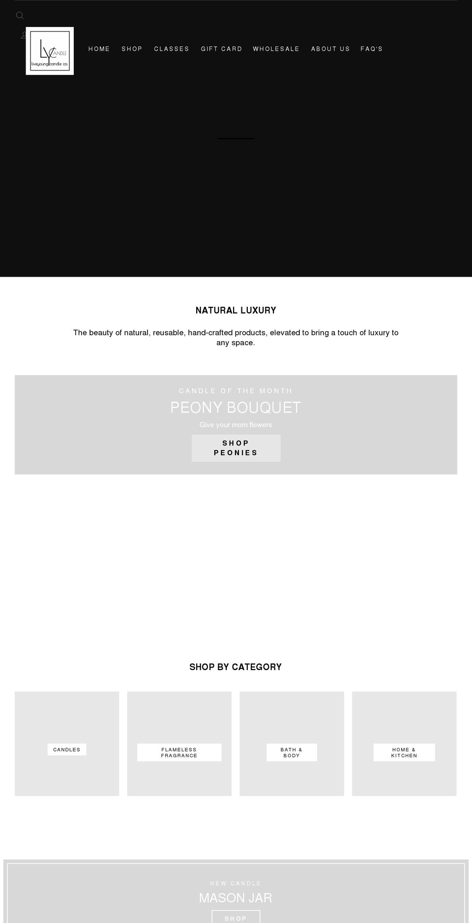 liveyoungcandles.com shopify website screenshot