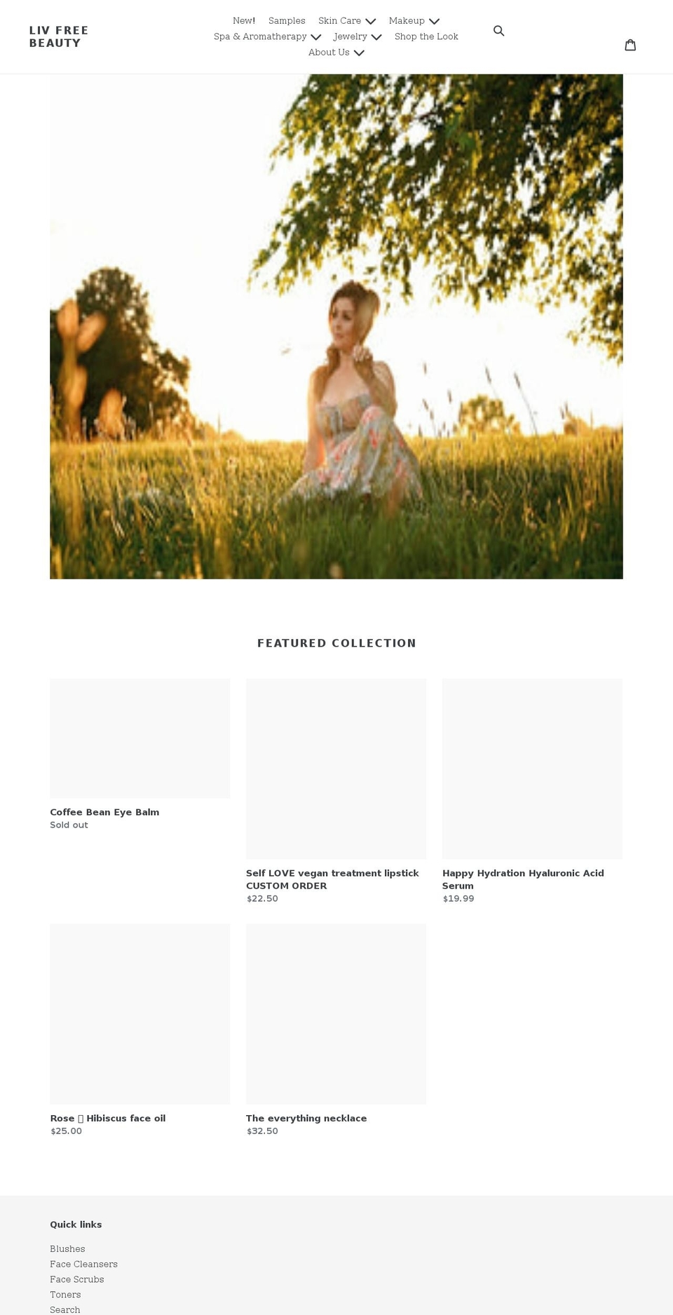 livfreebeautyshop.com shopify website screenshot