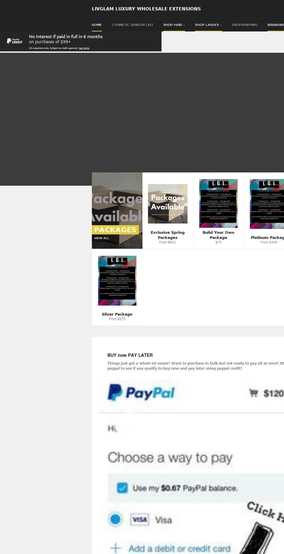 livglamluxury.com shopify website screenshot