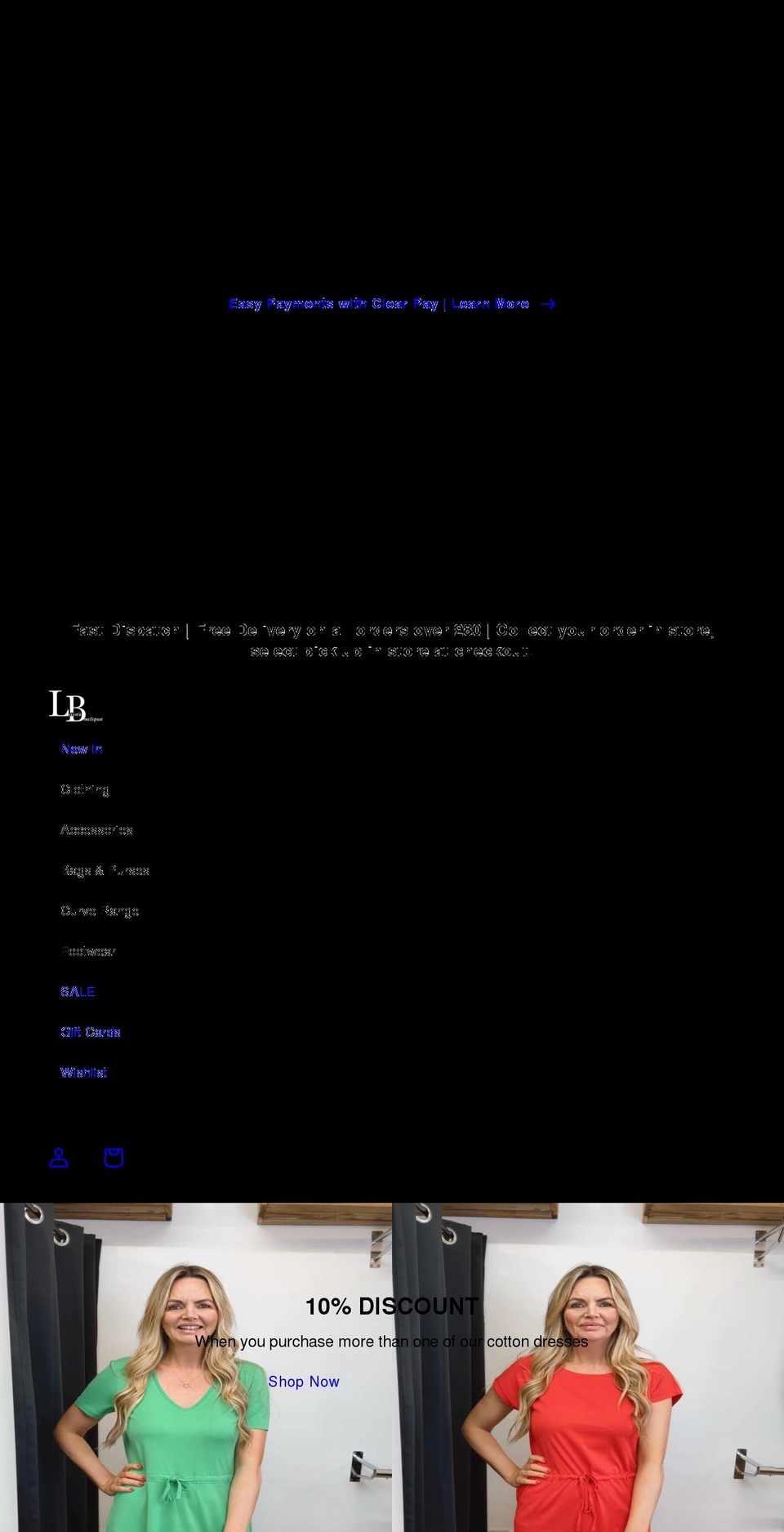 liviasboutique.co.uk shopify website screenshot