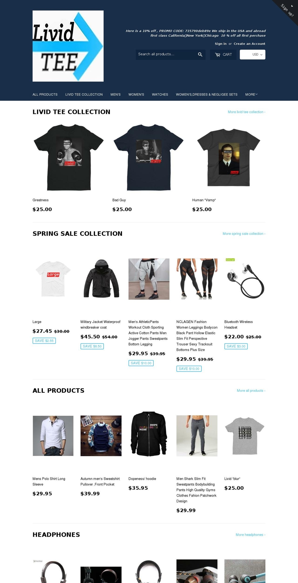 lividtee.com shopify website screenshot