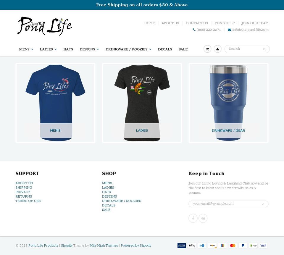 living-the-pond-life.com — Shopify storefront screenshot