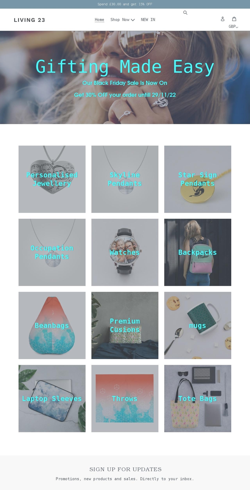 living23.com shopify website screenshot