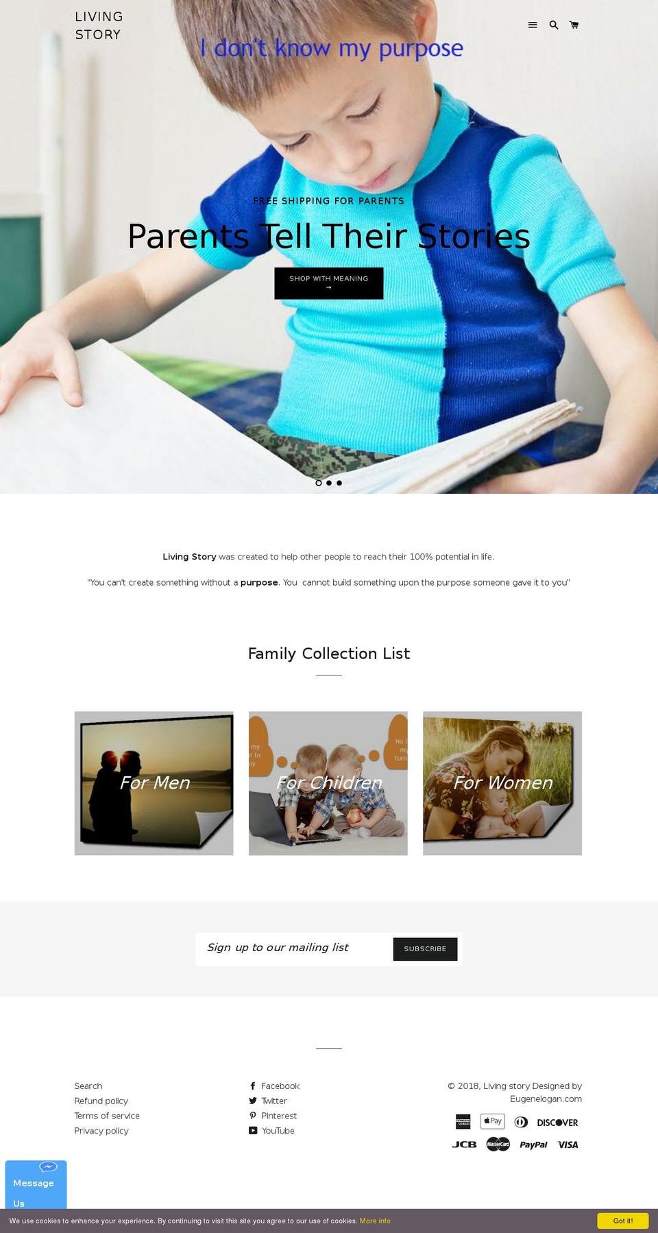 livingastory.com — Shopify storefront screenshot