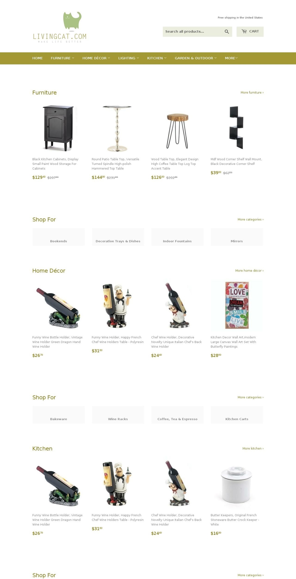 livingcat.com — Shopify storefront screenshot