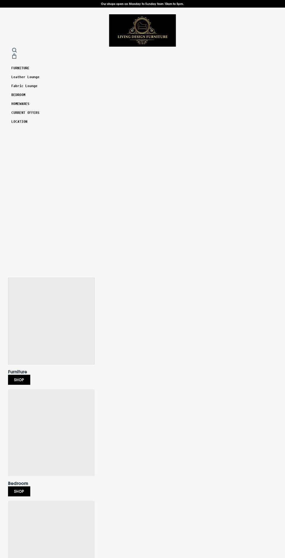 livingdesignfurniture.com.au shopify website screenshot