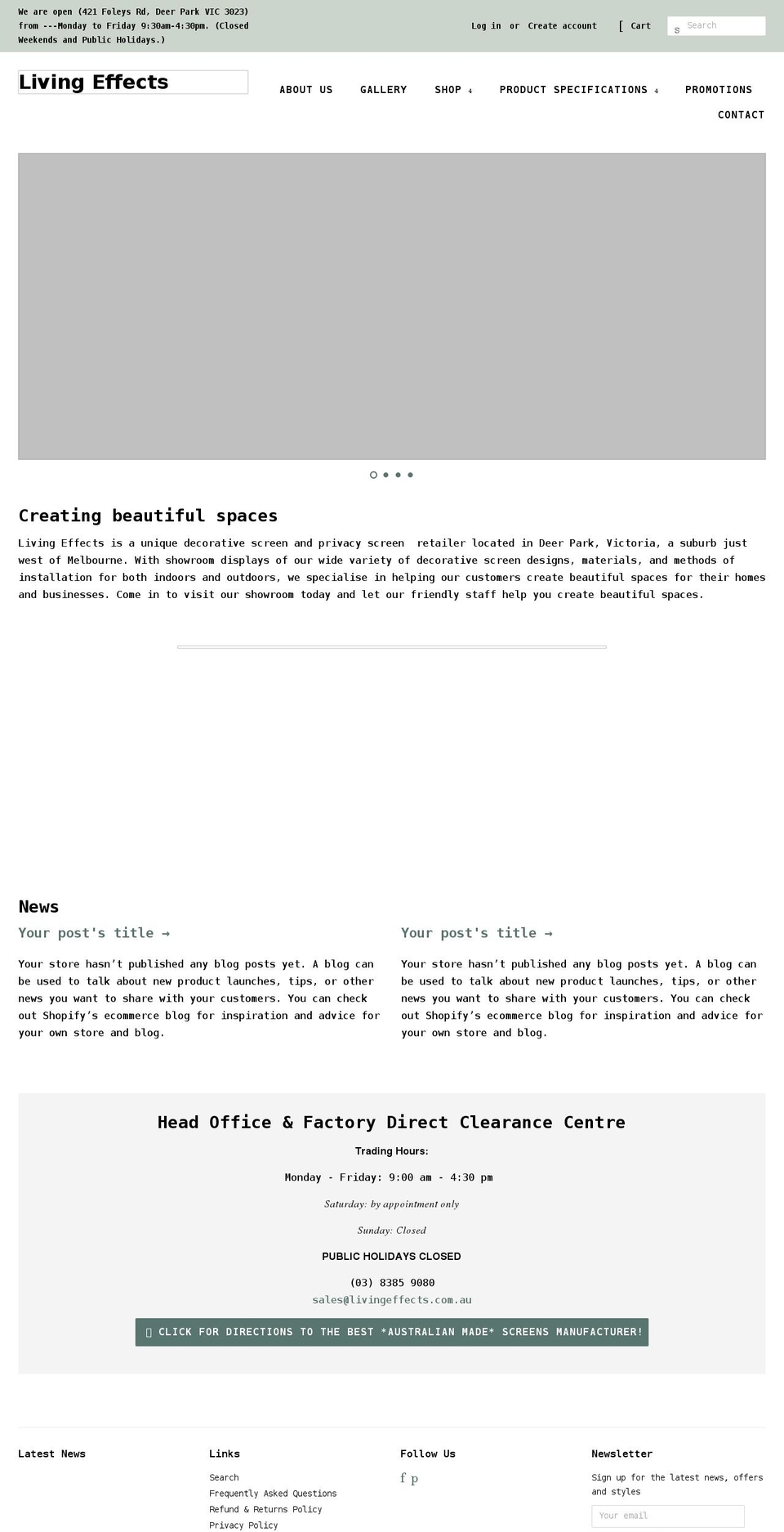livingeffects.com.au shopify website screenshot