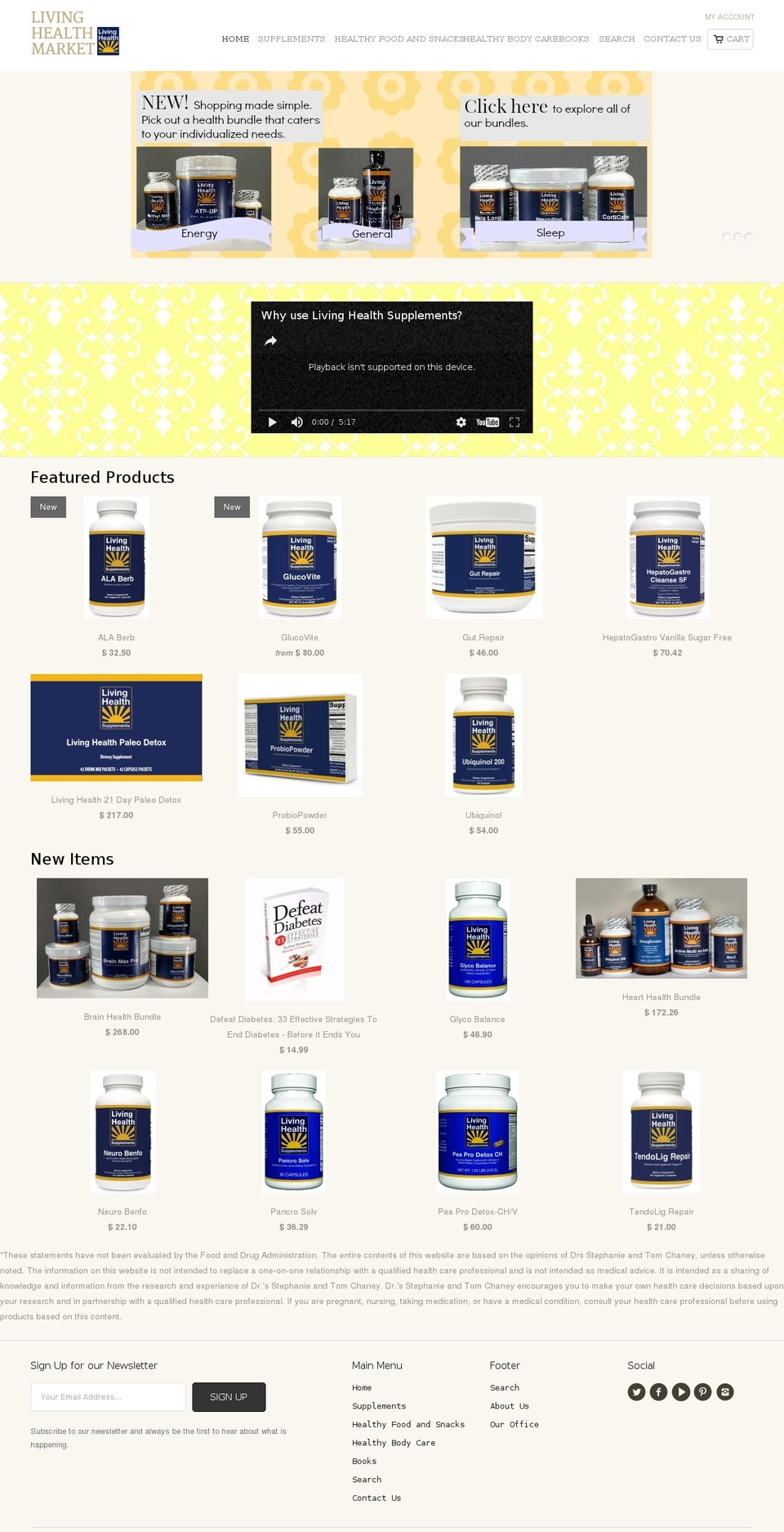 livinghealthmarket.com shopify website screenshot