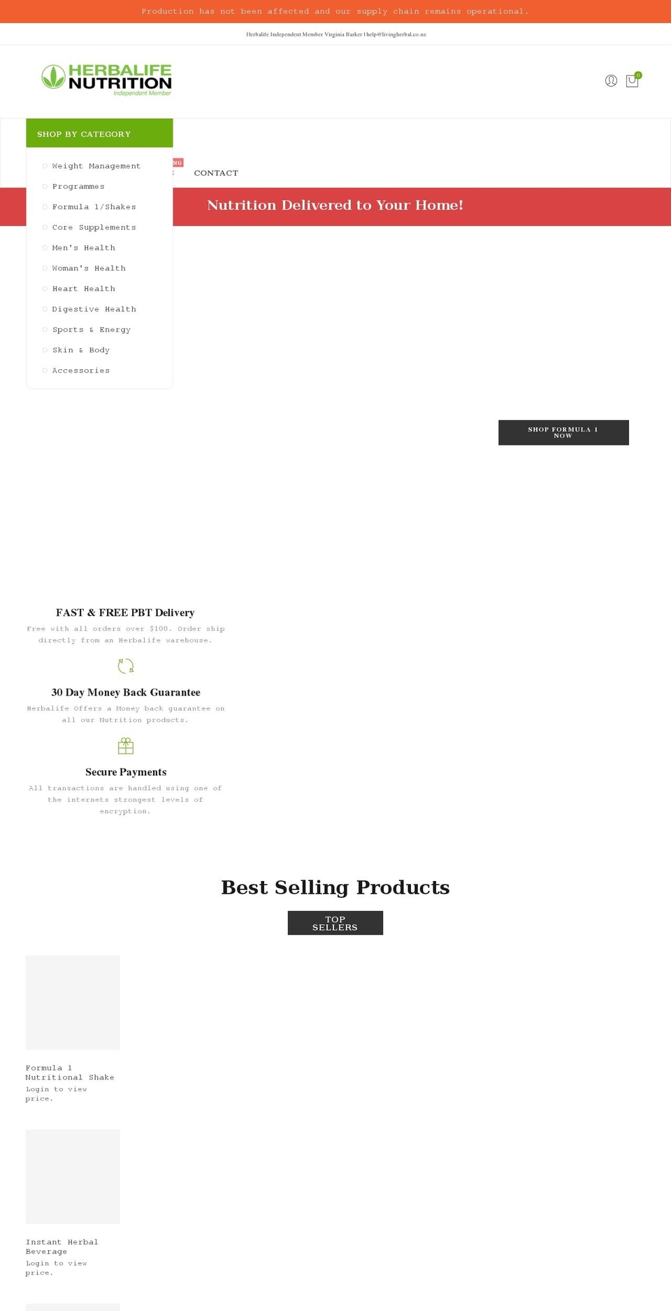 livingherbal.co.nz shopify website screenshot