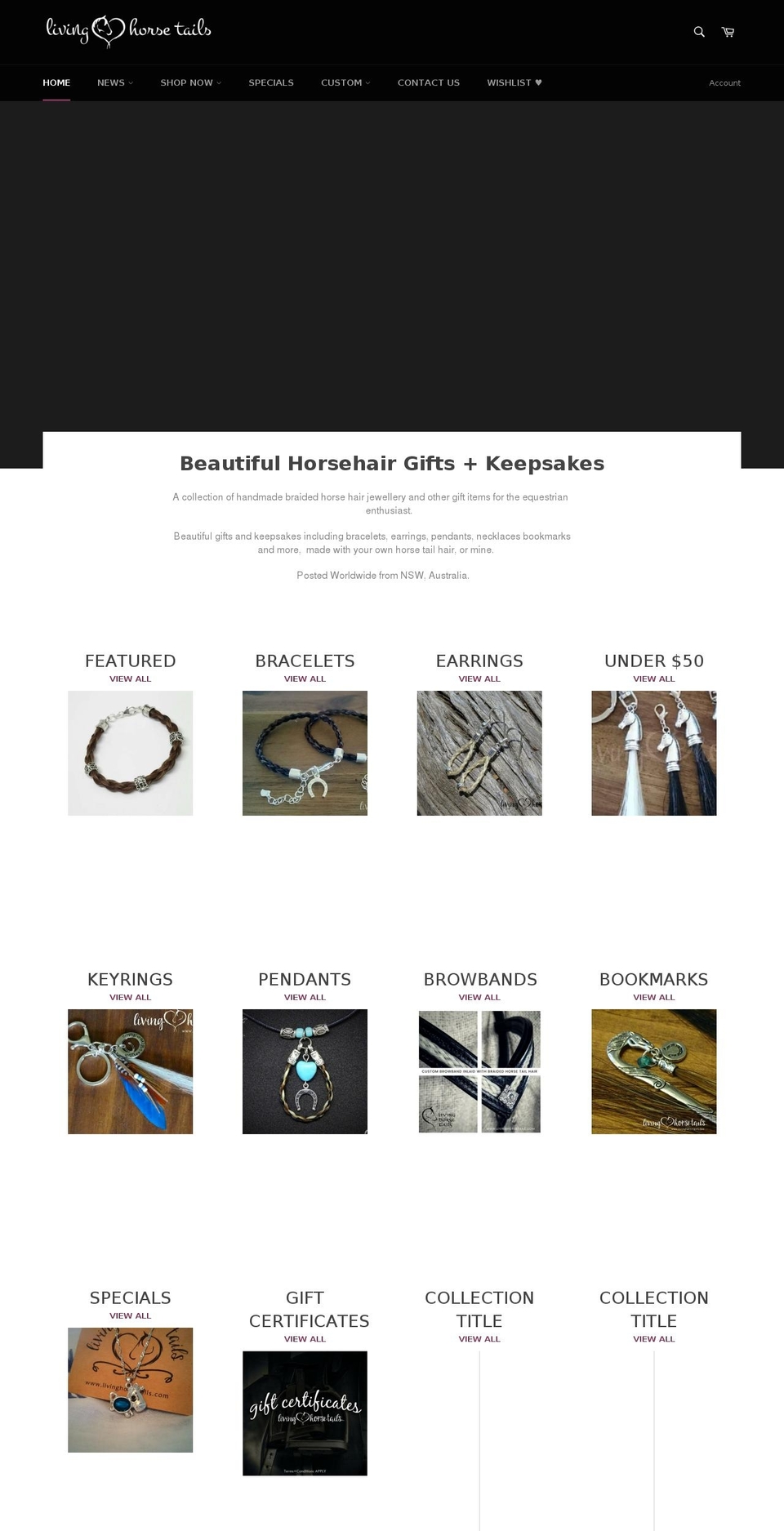 livinghorsetails.com — Shopify storefront screenshot