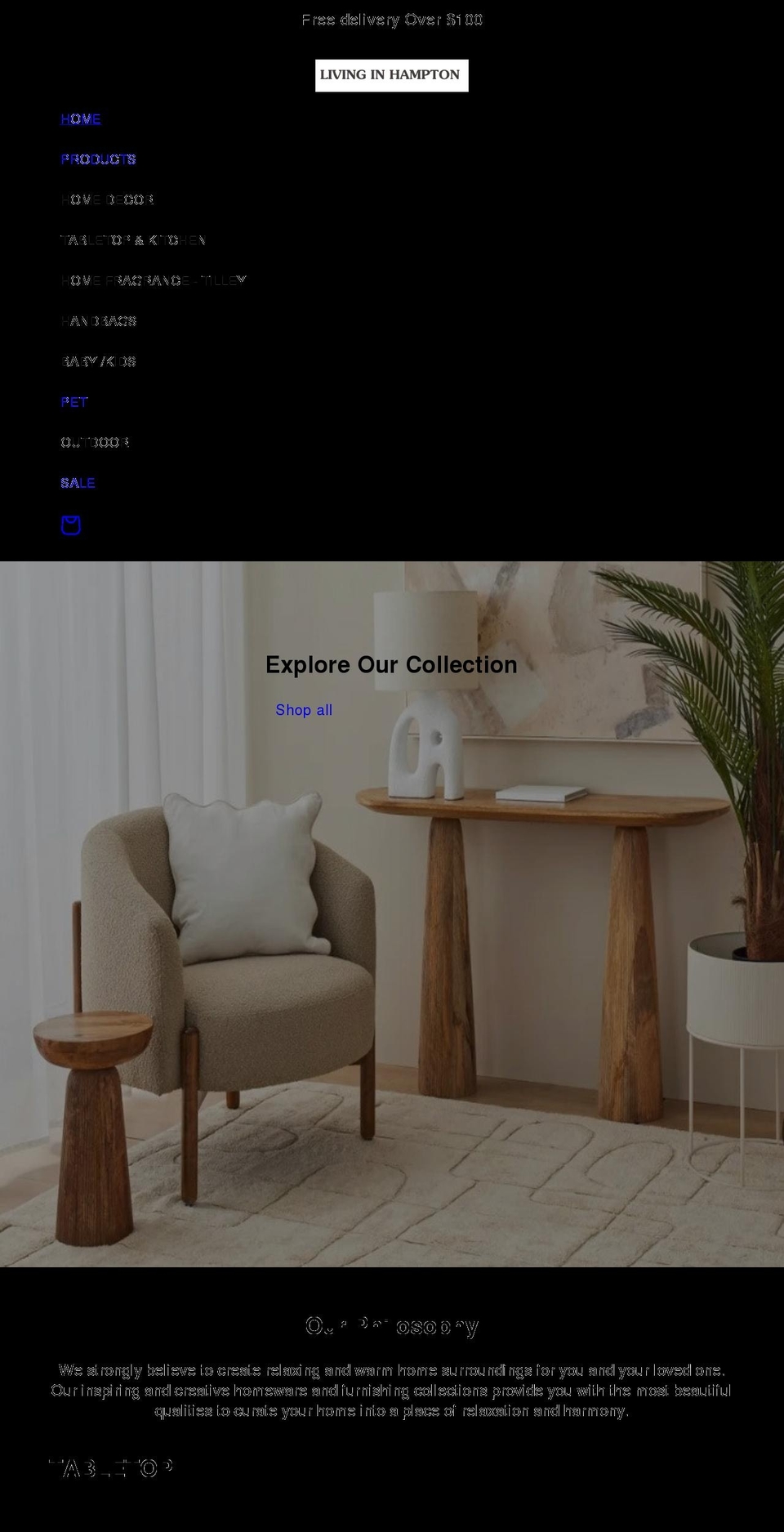 livinginhampton.com shopify website screenshot