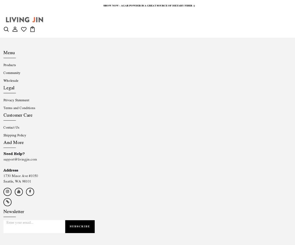 livingjin.com shopify website screenshot