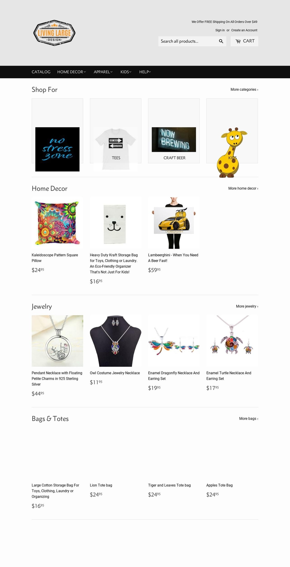 livinglargedesign.com — Shopify storefront screenshot