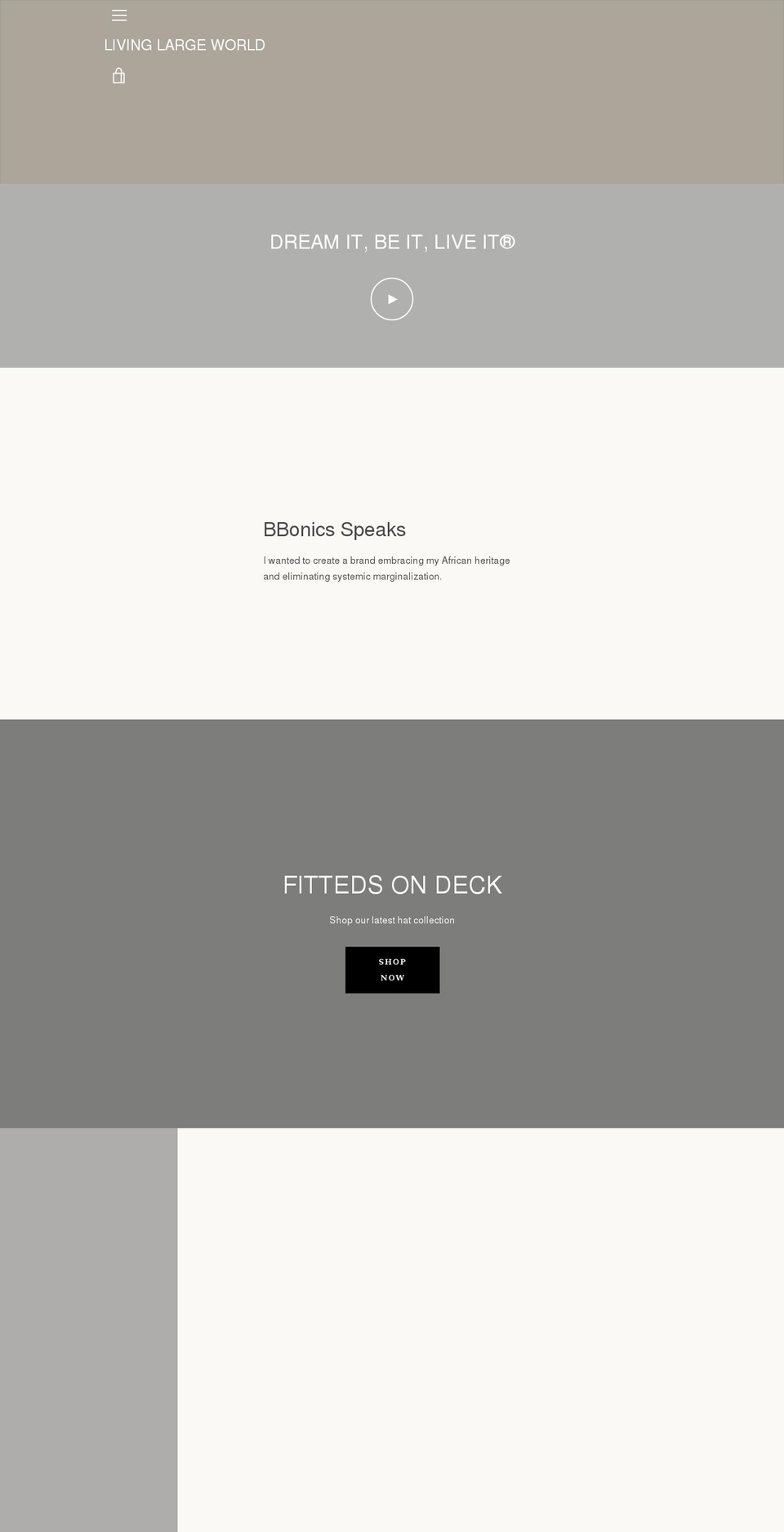 livinglargeworld.com shopify website screenshot