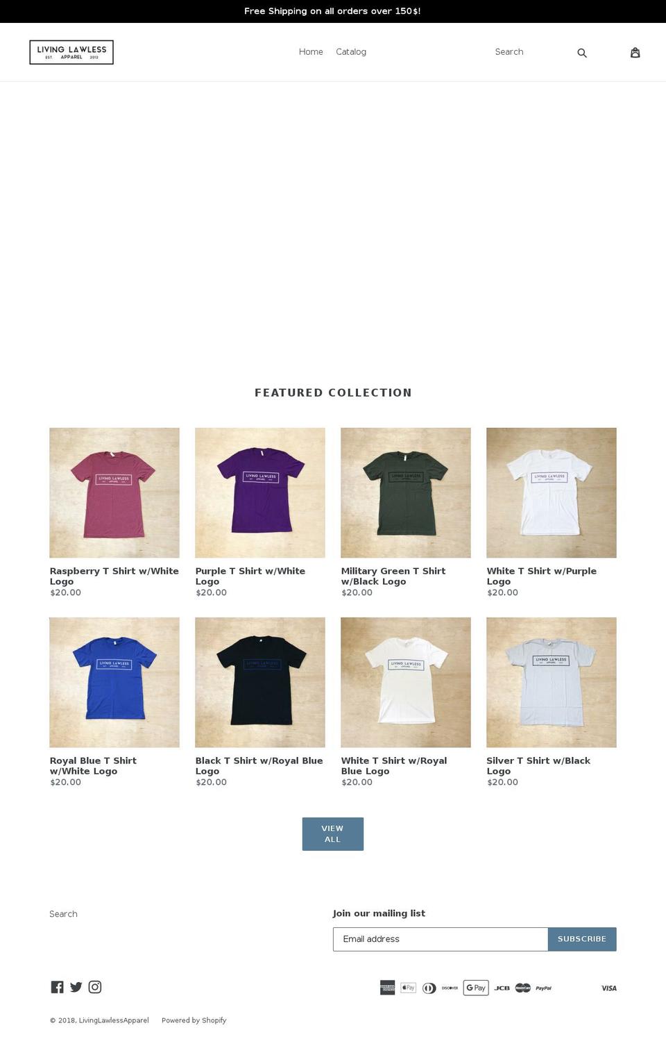 livinglawlessapparel.com shopify website screenshot