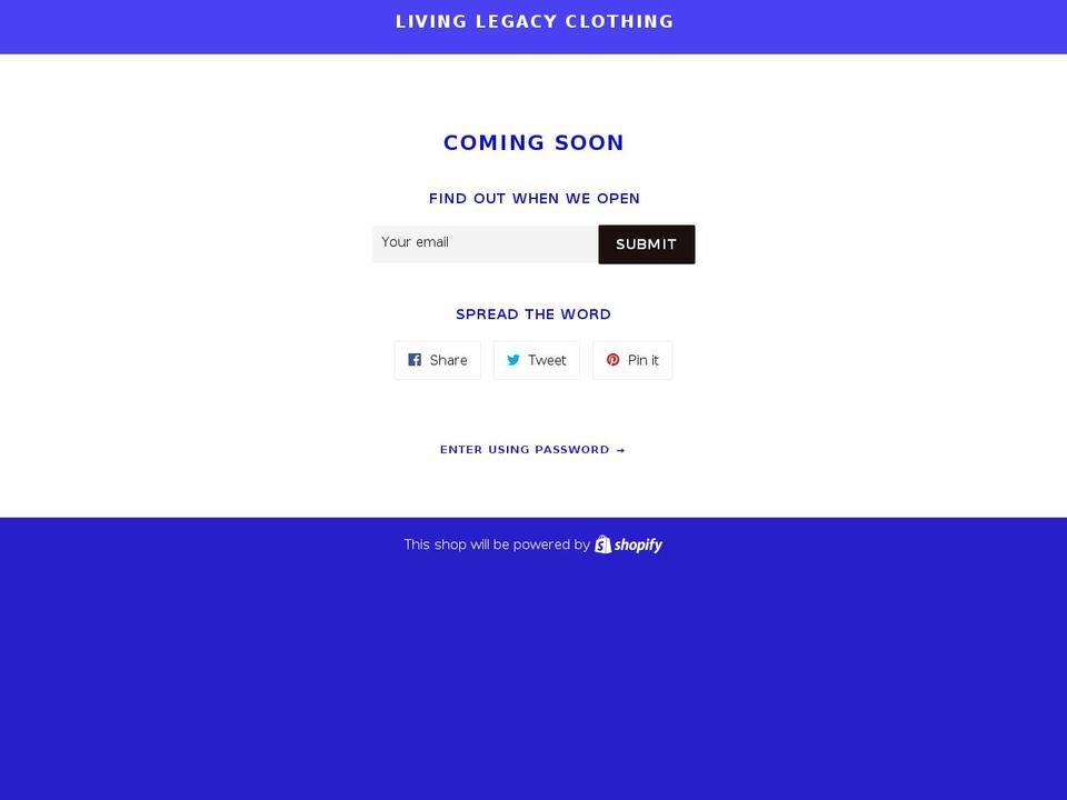 livinglegacyclothing.com — Shopify storefront screenshot