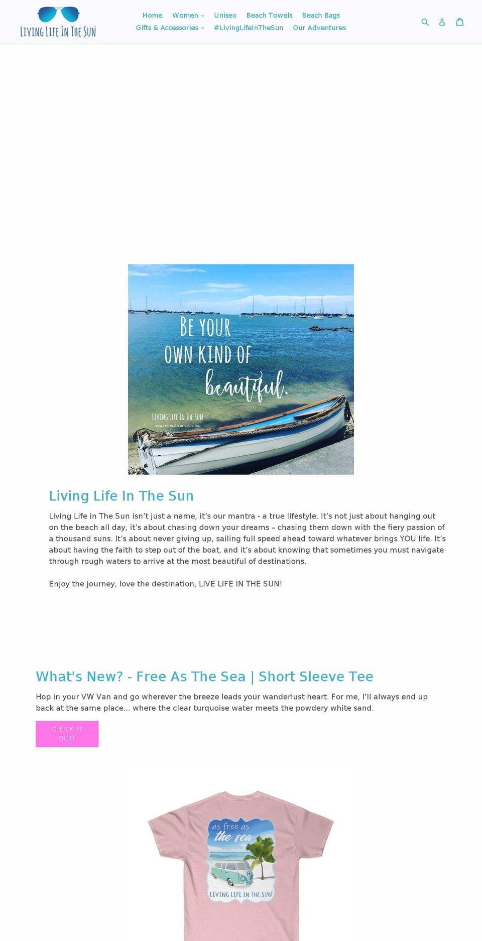 livinglifeinthesun.com — Shopify storefront screenshot